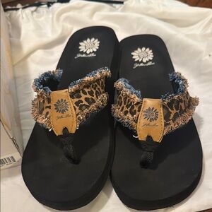 Yellow Box Leopard Print Sandals